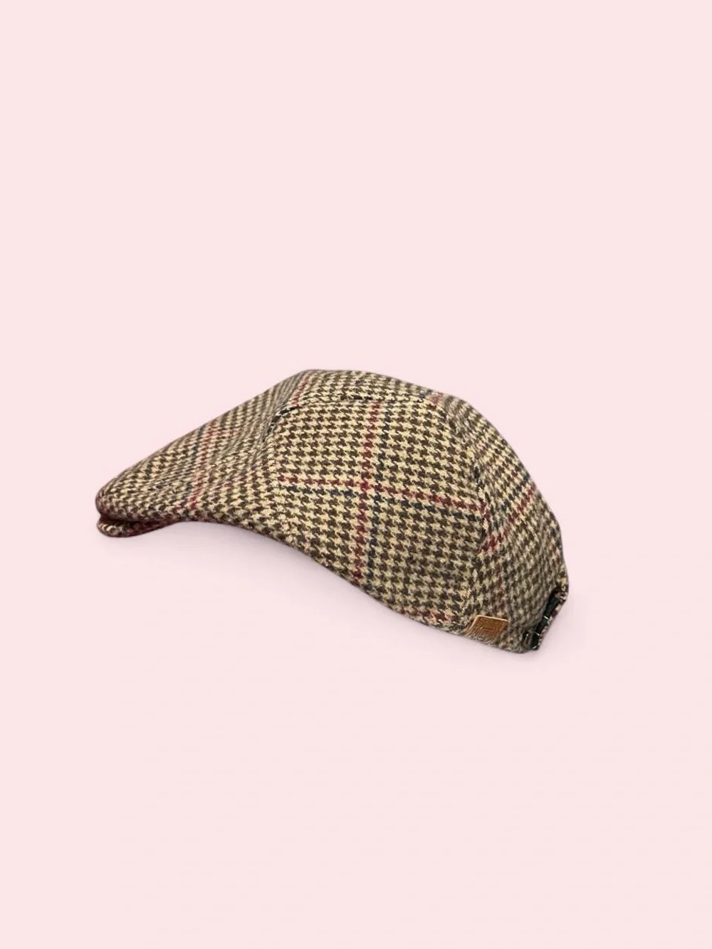 Chaps Classic Houndstooth Wool Driver Cap - Brown